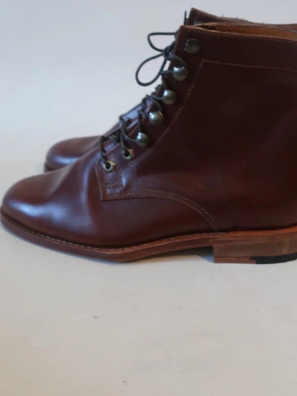 Mens Latino Royalty Reddish-Brown Leather Ankle Lace Up Boots 42 EU/9 US
